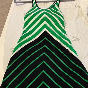 Calvin Klein Green Black and White striped dress size:  Small